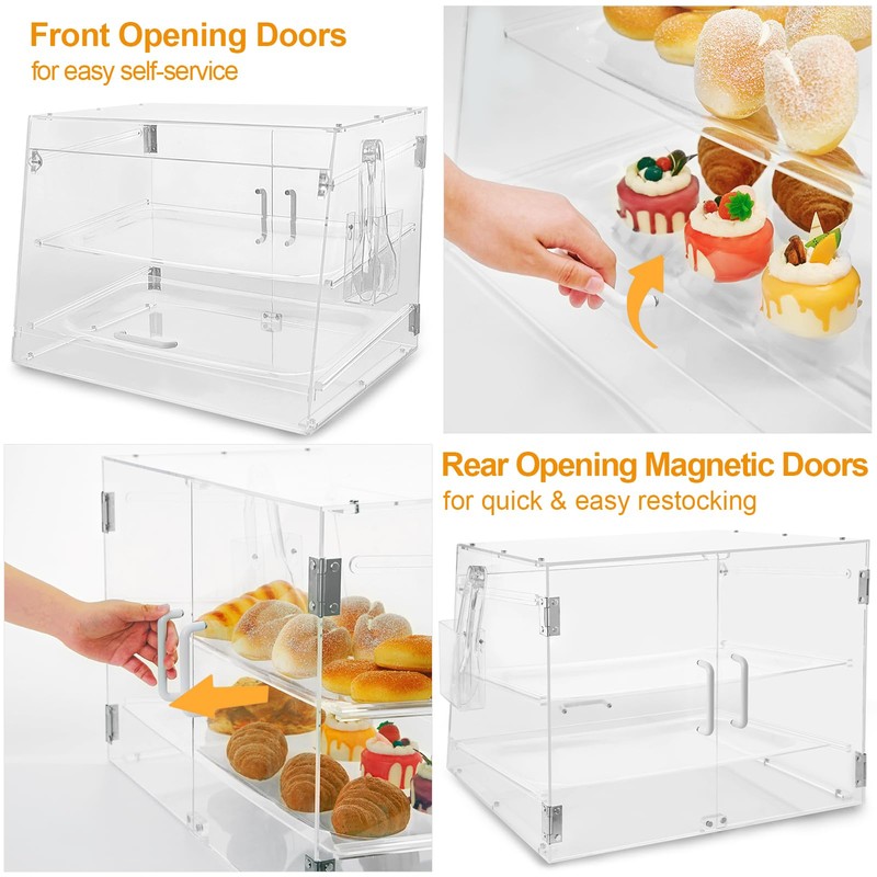 2 Tray Commercial Countertop Bakery Display Case 21.6" x 15.7"