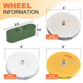 Ceeintee 8 Pack 6 Inch Polishing Wheel for Bench Grinder, Include 1/2" Arbor Hole 2 Yellow Cotton(42Ply), 2 White Cotton Polish Wheels(50Ply), 1 Soft Flannel Buffing Wheel(30Ply)& 3 Polishing Compound