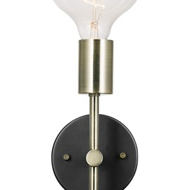 Novogratz x Globe Owen 1-Light Plug-In or Hardwire Wall Sconce, Antique Brass Socket, Dark Bronze Cloth Cord 51371
