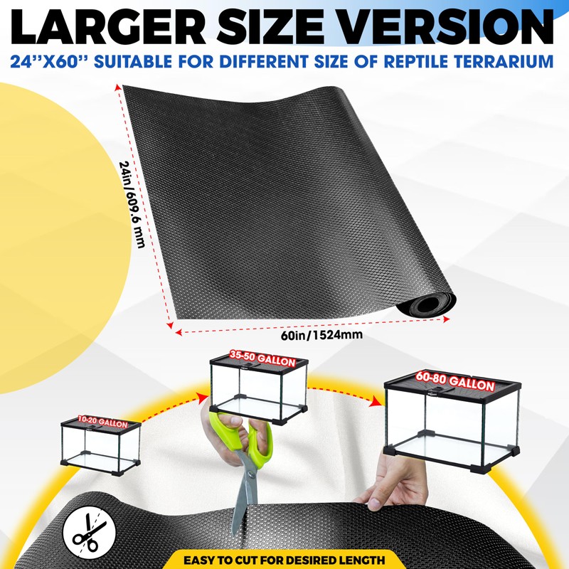 [Premium] 24"x60" Reptile Substrate Mat with 4 PCS Rug Gripper,