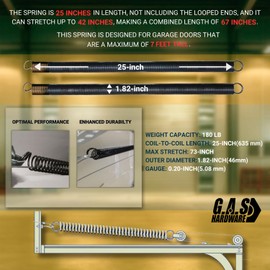 G.A.S Hardware Heavy-Duty Double-Looped Garage Door Extension Springs Bundle 180 lb (Gold) Springs, 3" Pulleys, and Extension Cables for 7' Feet Garage Door | Garage Door Hardware Parts