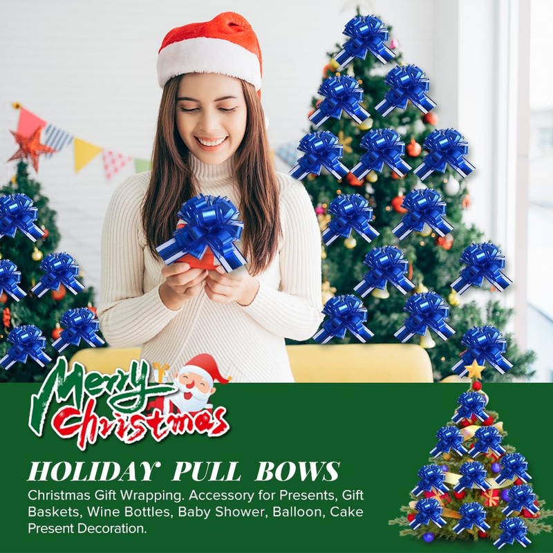 BeiLeiNiceHK - Lazos azules para envolver regalos, lazo grande de