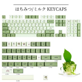 GTSP XDA Profile Japanese Keycaps 60 Percent PBT 122 Key Green Keycaps Set for Cherry MX Covers Tenkeyless 60% 65% Gaming Keyboard (Matcha)
