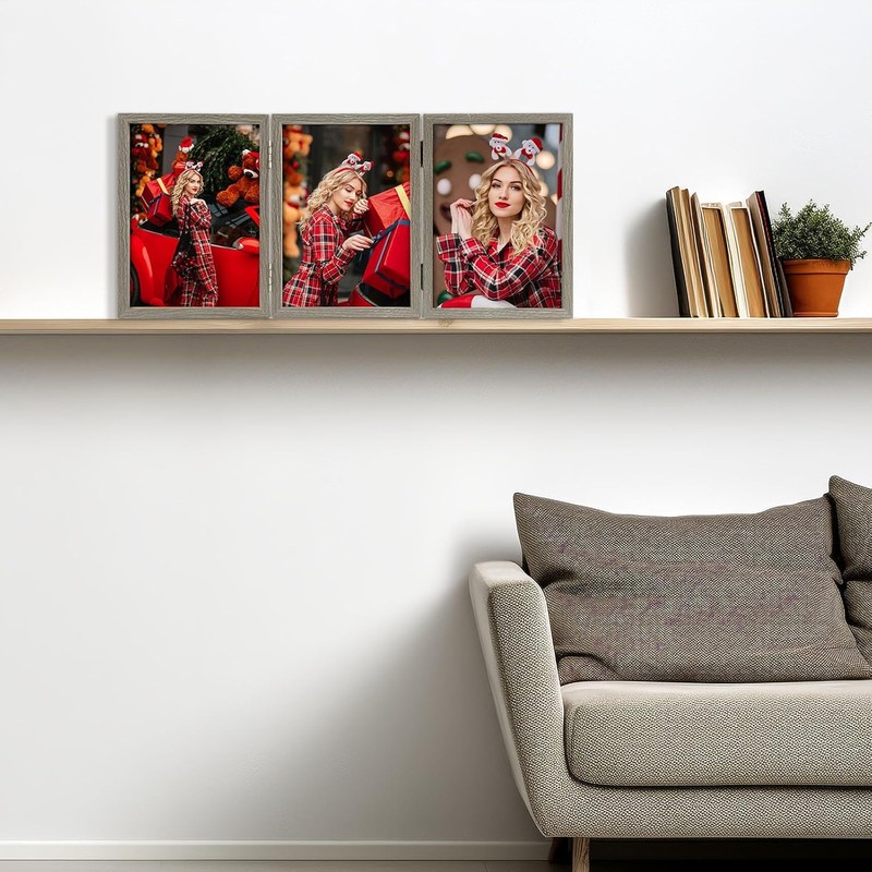 Space Art Deco Triple 5x7 Picture Frame, 3 5x7 Folding