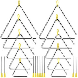 YUUHJUN 10PCS 4, 5, 6, 7, 8 Inches Percussion Triangles With Strikers, Musical Steel Triangle Set, Music Triangle Instruments for Music Learning