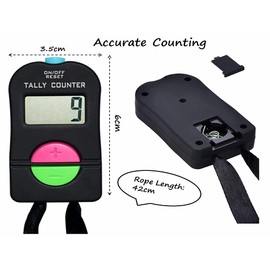 Anlising 4 Pieces Electronic Digital Hand Counter/Mini LCD Manual Clicker Counter/Golf Sports Counter/Electronic Add/Subtract Manual Clicker/Digital Hand Tally Counter (Black)