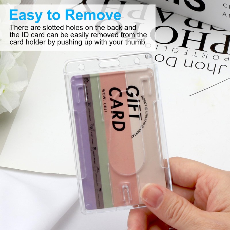 Pack of 2 ID Card Holder with Clip, Hard Plastic