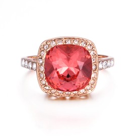 Yoursfs 4.5Ct Big Red Crystal Rings For Women Wedding 18k Yellow Gold Plated Engagement Rings Jewelry Gift