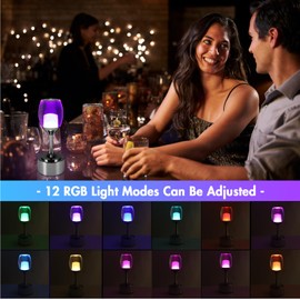LED Bedside Lamp, Creative Wireless Acrylic Desk Lamp, USB Charging, 7 Lighting Colours, Bar Atmosphere, Table Lamp for Bar, Bedroom, Office, Living Room, Restaurant, Decoration, Gift