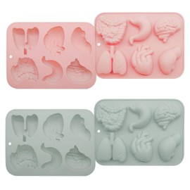 Moldes de Silicona de Halloween para Tartas de Cerebro y Corazón - Órganos Internos, Gelatina - 2 Unidades