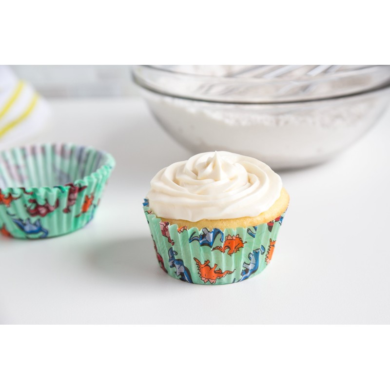 Fox Run Dinosaur Paper Muffin and Cupcake Liners, Set of