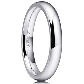 King Will BASIC 3mm Mens Wedding Ring Original Color Full High Polished with Laser Etched I Love You 10.5