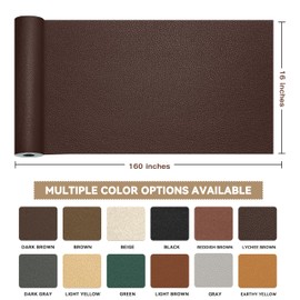 TIANLDD Leather Repair Tape,16 x 160 Inches Self Adhesive Leather Repair Patch，Leather Repair Kit for Furniture，Couches,Car Seats,Cabinets,Handbags(Dark Brown-Litchi Grain)