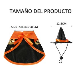 AZULDIMEN Mascota Halloween Vampiro Barón Capa, Festival Cosplay Túnica, Mascota Traje de Disfraces para Gatos pequeños, Perros, Animales, Cosplay (Capa de Halloween + Sombrero)