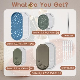 4PCS Resin Tray Molds Set for DIY Casting Craft, Atarvana Large Oval Tray Mold of 12.8", 9.7", 7.6", 6.5" Silicone Molds with 10pcs Droppers & 1pcs Tweezers for Resin, Clay, Gypsum Jewelry Holder