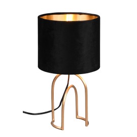 Reality Leuchten Grace R51131002 Table Lamp Metal Gold-Coloured with Velvet Shade Black / Gold-Coloured Excl. 1x E14