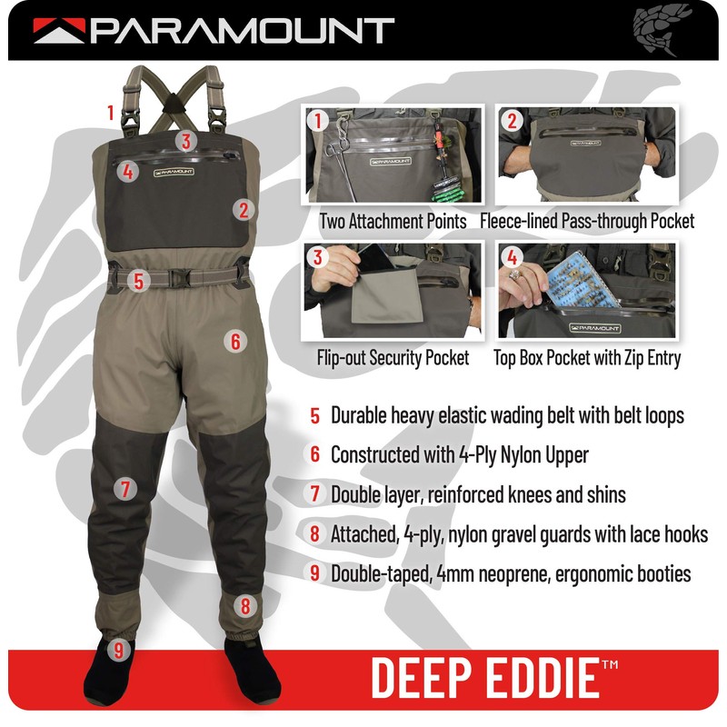 Paramount Outdoors Deep Eddy Breathable Stockingfoot Chest Fishing Wader (XX-Large)