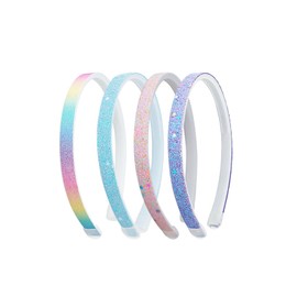 Glitter Headband,4 Pack Girls' Headbands with Non-Slip Teeth and Glitter Design Elastic and Comfortable for Children Ages 6 and Up Ideal for Everyday Wear Parties and Children's Fashion