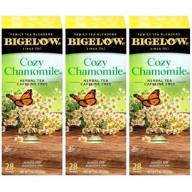 Bigelow Cozy Chamomile Herbal Tea Bags 28-Count Box (Pack of 3) Chamamile Tea Bags Relaxing Herbal Tea All Natural Gluten Free