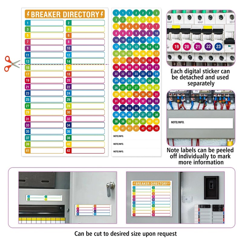 14 Sheets Breaker Panel Labels, 10 Electrical Box Catalog Labels