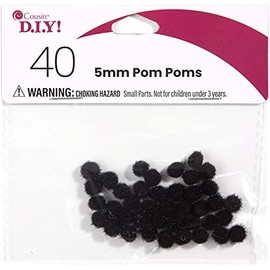 Cousin DIY Black 5mm Poms, 40 Pack