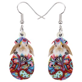WEVENI Acrylic Flower Basket Easter Egg Earrings Dangle Drop Bunny Jewelry For Women Festival Gifts (Multicolor)
