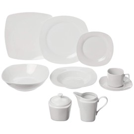 10 Strawberry Street 45-Piece Square Dinnerware Set, White