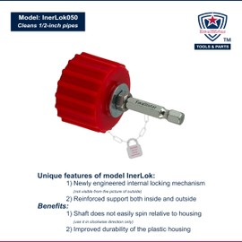 1/2-Inch Copper Pipe Cleaner for Power Drill, Model InerLok050, 1/2” Tube Cleaning Brush, Cleans Copper / Bronze / Brass Pipes and Tubes for Soldering, w/ Stainless-Steel Wire Bristles and 1/4” Shank…