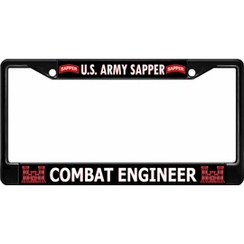 U.S. Army Sapper Combat Engineer Black License Plate Frame
