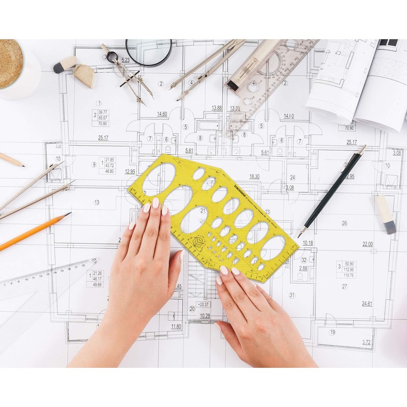 Traceease Geometric Drafting 35° Isometric Ellipse Template Drawing Stencil, Designing