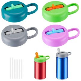 4 Pack 4 Color Soda Can Lids With Straws Bpa-Free Soda Can Covers With 6 Silicone Straws Reusable Airtight Seal Prevents Spills Easy To Use Pop Can Lids