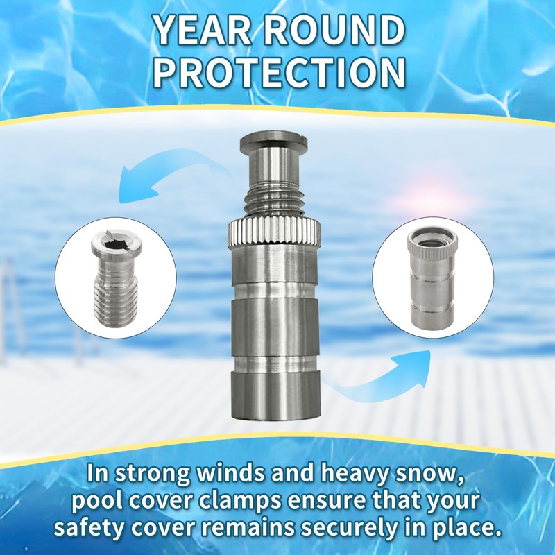 304 Stainless Steel Pool Cover Anchors,Corrosion-Resistant & Durable for Inground