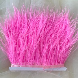 34 Colours Quality Ostrich Feather Trimming Fringe for Millinery Craft Dress Making (Hot Pink)