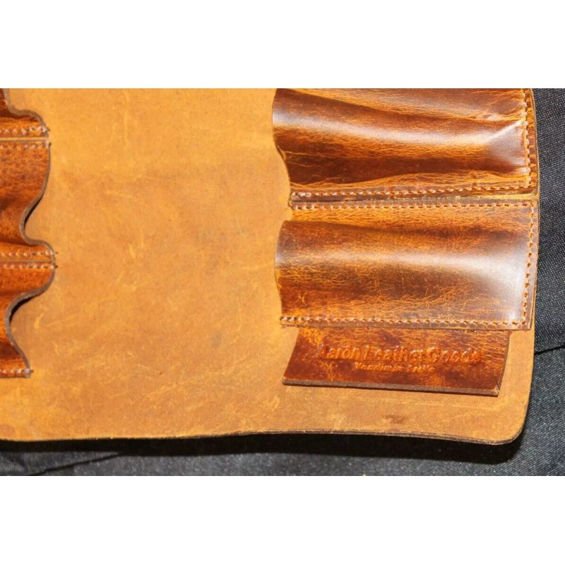 Aaron Leather Goods LEATHER Chef's Knife Roll TAN KR77 Leather