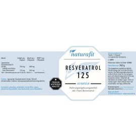 naturafit Resveratrol 125 Capsules, Pack of 60 Capsules