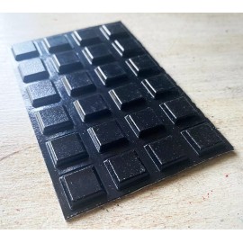 JetpackMods 24 SQUARE BLACK RUBBER FEET - GUITAR PEDAL EFFECTS - ADHESIVE PEEL-OFF BUMPERS