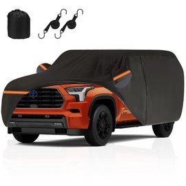 Car Cover Custom fit for Toyota Sequoia 2001-2025, Waterproof All Weather Full Outdoor Cover with Zipper Door Cotton Lining Sun Rain Snow Dust Protection