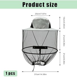 Beekeeper Hat with Veil, Mosquito Net Head Protection Mosquito Net Head Mosquito Protection Hat for Outdoor Hiking Camping Gardening Fishing