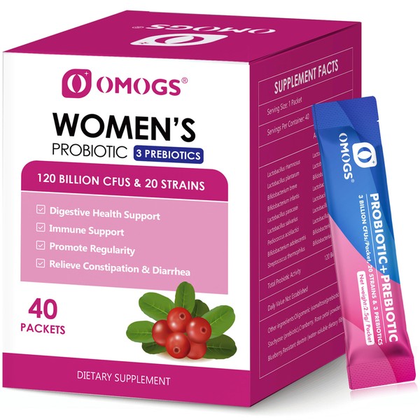 OMOGS OMOGS Women's Probiotic,120-Billion-CFUs, 18 Strains, with 3 Prebiotics and