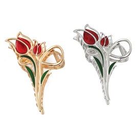 Silver Sweet Red Tulip Flower Metal Hair Claw Clips, Large Hair Claw Hair Non-Slip No Broken Strong Hold Hair Clamps Fashion Hair Accessories for Woman and Girls With Long Thick Thin Curly Hair