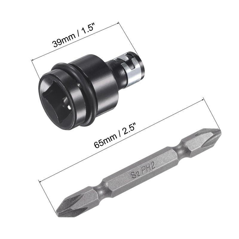 TOP-VIGOR 1/2" Square Drive to 1/4" Hex Socket Adapter Drill