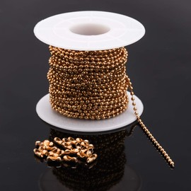 Tiparts 30 Feet 18K Gold Stainless Steel Ball Chains Necklace with 20pcs Connectors Clasps,Ball Beads Chain Sets (Chain Width 2.4mm+20pcs connectors)