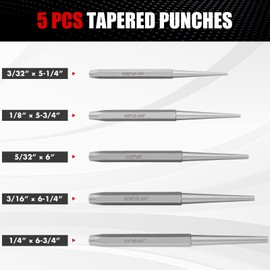 Jiimee 16 Pcs Punch and Chisel Set, Including Taper Punch, Center Punch, Pin Punch, Cold Chisels and Chisel Gauge for Mechanic and Metalworking