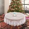 Round Tablecloth, Christmas Lace Angel Snowflake White Table Cover -
