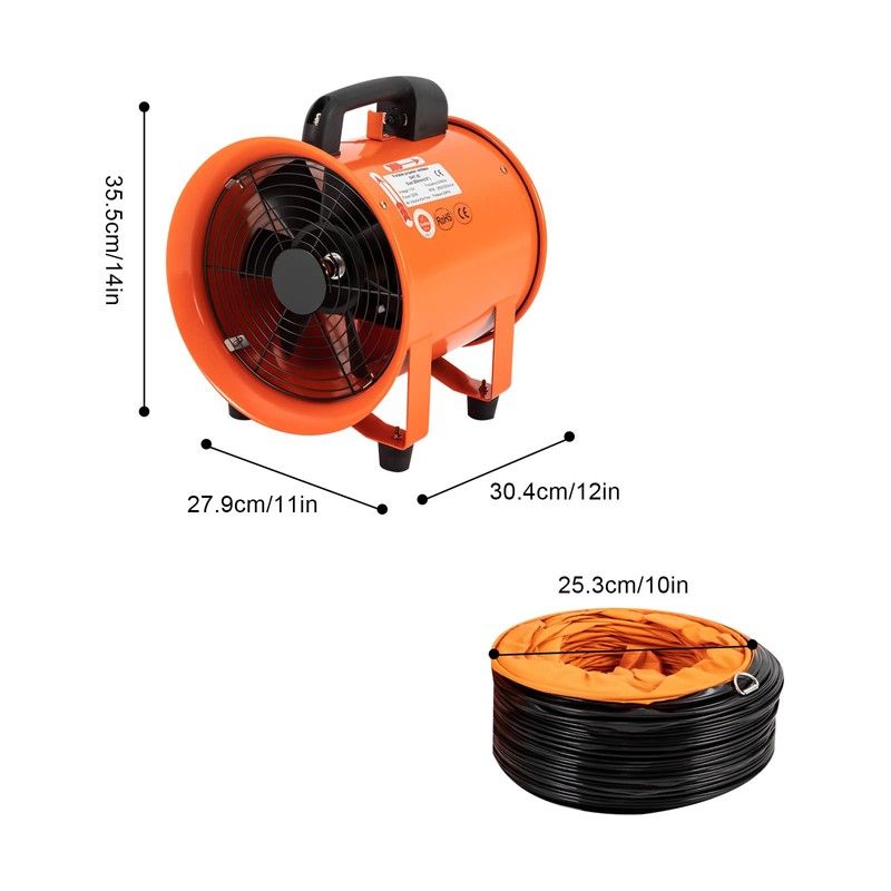 GDAE10 Utility Blower Fan 10 Inches Exhaust Axial Hose Fan