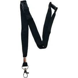 PAC Supplies Global 15mm Colourful Neck Lanyard With 3 Point (Triple) Safety Breakaway (Black, 1 Lanyard)