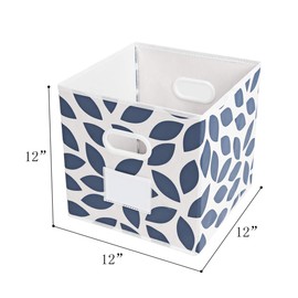 MAX Houser Fabric Storage Bins Cubes Baskets Containers with Dual Plastic Handles for Home Closet Bedroom Drawers Organizers, Flodable, Blue, Set of 4