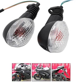 motoparty Motorcycle Turn Signals For KAWASAKI EX250R NINJA 250R KLX250S KLX250SF VN650 Vulcan S Front/Rear Turn Signal Indicator Light Blinker Lamp Motorcycle,(Transparent Shell)