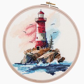 HobbyJobby Summer Lighthouse Counted Counted Cross Stitch Kit for Adults Needlework and Embroidery Kit