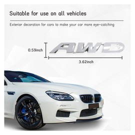 Dickno AWD Emblem Sticker, 3D Metal Letter Tailgate Side Badge Decal, Self Adhesive Auto Side Fenders Decoration for All Wheel Drive, Universal Vehicle Exterior Decor Accessories (Silver)